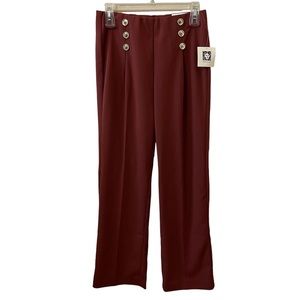 anne klein burgundy wide leg pants
